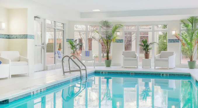 The weather outside is almost ready for pool days, but until then, spend a relaxing day lounging by our indoor pool.