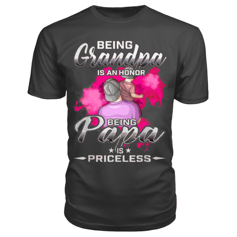 Happykunstore's tweet photo. 👴 Being Grandpa is an Honor, 👨 Being Papa is Priceless! Show off your pride in fatherhood with our heartwarming t-shirt. Order now and wear it with love! ❤️ #Grandpa #Papa #Fatherhood #Love"