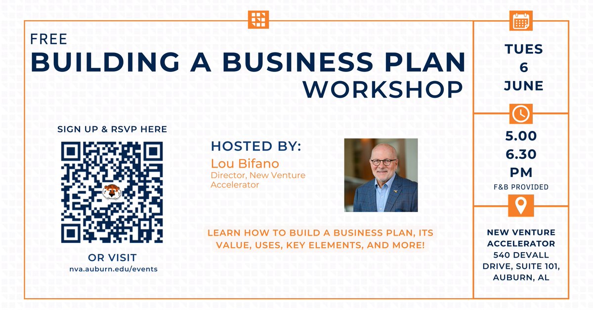 Free Business Workshop for more information visit nva.auburn.edu/events/