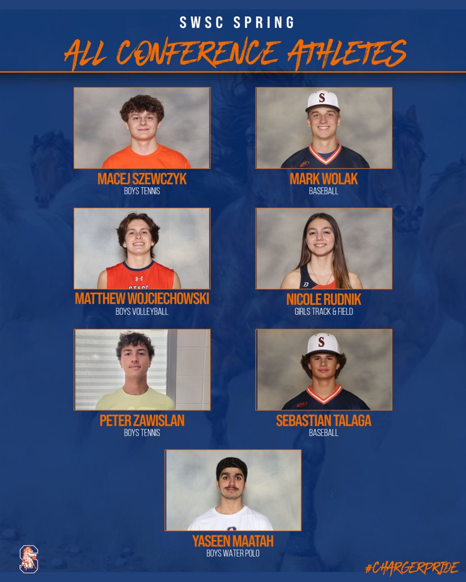 StaggAthletics's tweet photo. Congratulations to our Spring SWSC All-Conference Athletes!  Way to go Chargers! #chargerpride @stagghighschool @ericolsen00 @CHSD230 https://t.co/nAmgqDv5ss