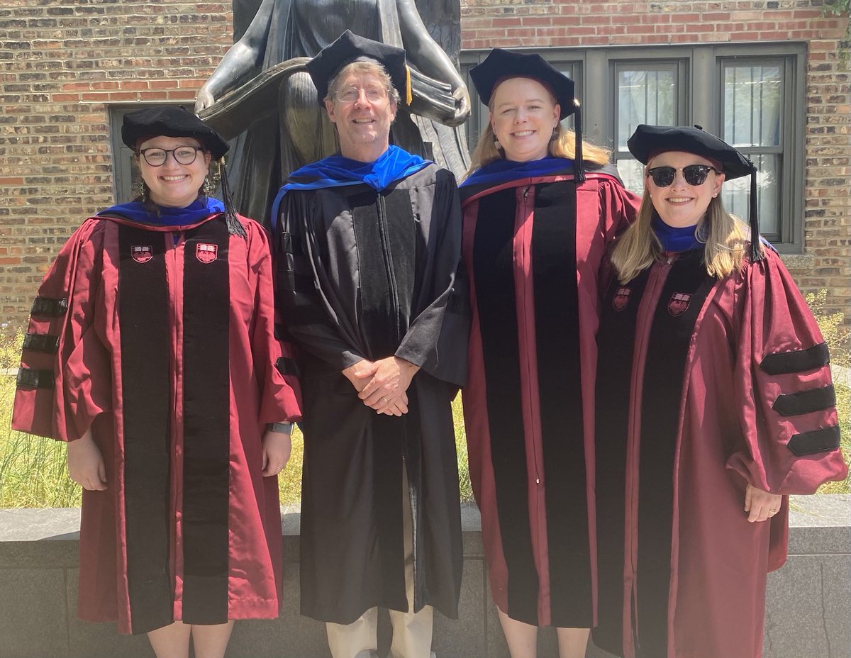 WooHoo! Congratulations to ⁦<a href="/ChloeLikesFish/">Chloe Nash, PhD</a>⁩, ⁦<a href="/GartnerSamantha/">Dr. Samantha Gartner</a>⁩ and ⁦<a href="/kr_whitlow/">Katie Whitlow, PhD</a>⁩ on your PhDs! 
I hooded three, a new record, my arms are tired…