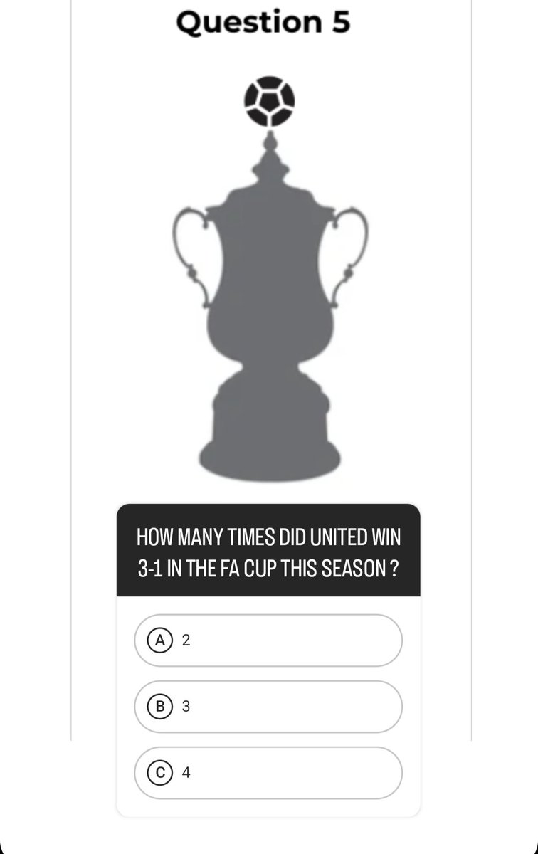 Question 5: How many times did Man Utd win 3-1 in the FA Cup this season ?