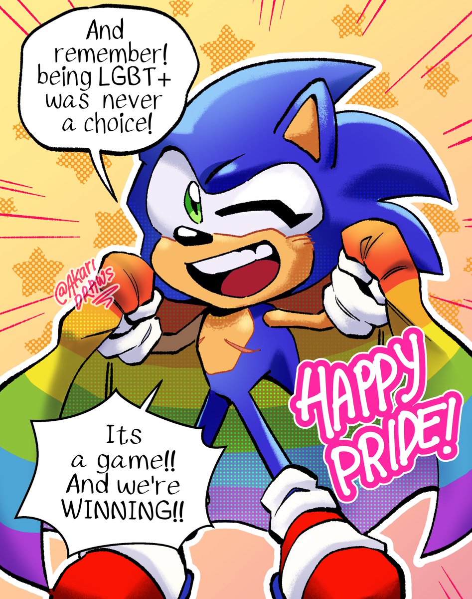 From your one and only videogame ICON!
Happy pride, everyone! 🏳️‍⚧️🏳️‍🌈💖
#SonicTheHedeghog #PrideMonth #Pride #transgenderpride #PrideMonth2023 #LGBT #queerart #AkariDraws