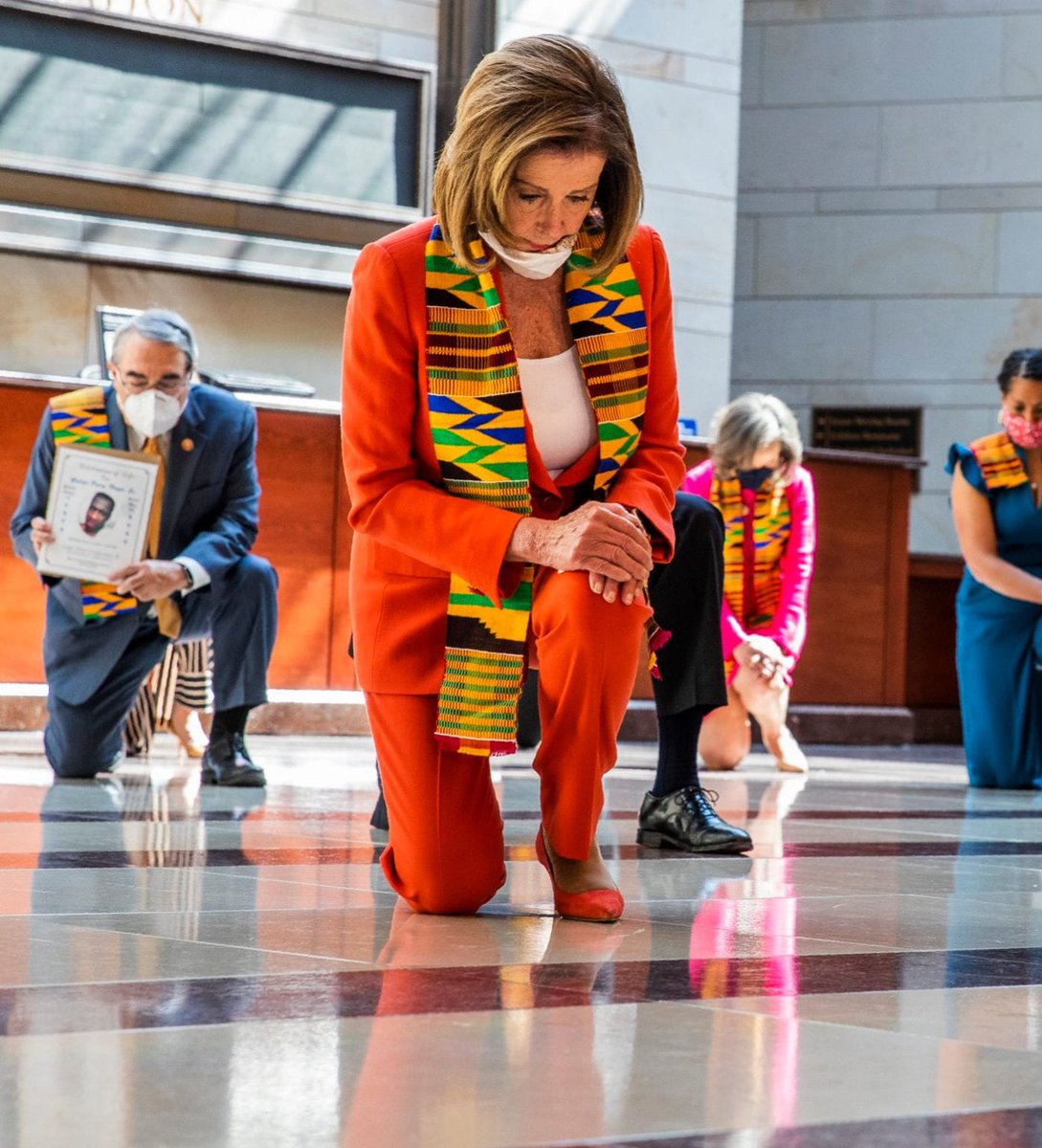 bennyjohnson's tweet photo. When George Floyd rioters were attacking the White House, burning down DC and trying to kill President Trump— Nancy Pelosi got down on her old, diseased, syphilitic, arthritic knees to worship them. 

But she called patriots who peacefully walked into the Capitol thru wide open doors “insurrectionists”