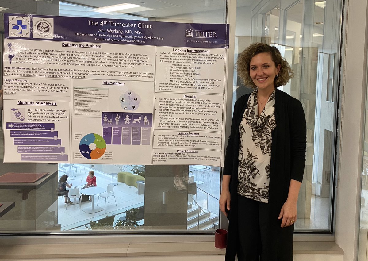 AnaWerlang2's tweet photo. Today I presented my #TheFourthTrimester project. It was remarkable to work with these people and get to meet Dr @VeraEtches 🙃 can’t wait for what we can accomplish together in caring for women with #preeclampsia and #postpartumcare 🫀🫀🫀 @Telfer_uOttawa https://t.co/Osbjm8gNcJ