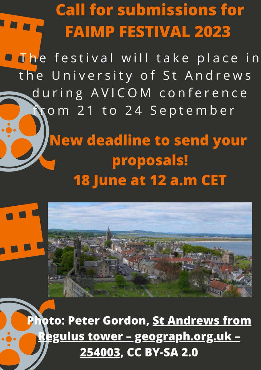 FaimpAvicom's tweet photo. Last days to send you proposals for #FAIMP23 Festival!. The deadline is 18 June at 12 AM CET.
Waiting for your projects @IcomOfficiel @UK_ICOM @icomus @AustraliaIcom @ICOMINDIA @IcomArab @ICOMCanada @AustraliaIcom colleagues!
Apply here https://t.co/drsaIncJuO https://t.co/59Cxvt4xsC