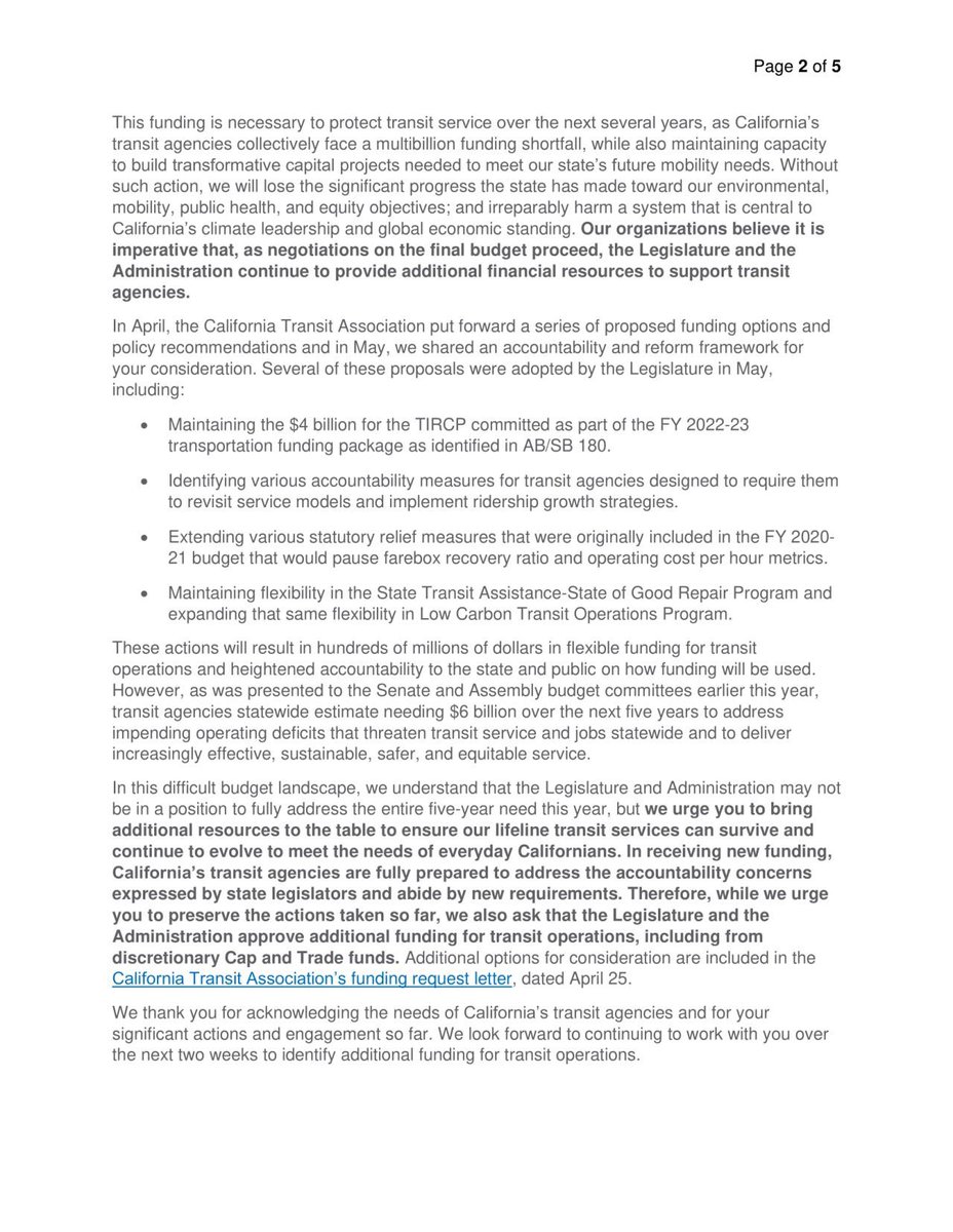 mpimentel88's tweet photo. Transit is essential — not just for mobility, but for our economy, workers, and climate. Today, 60+ CA orgs called on @GavinNewsom @RendonAD62 @SenToniAtkins @NancySkinnerCA @PhilTing to protect the critical budget actions taken last week and also provide new $$$ for transit ops. https://t.co/GJs7XxGK0m
