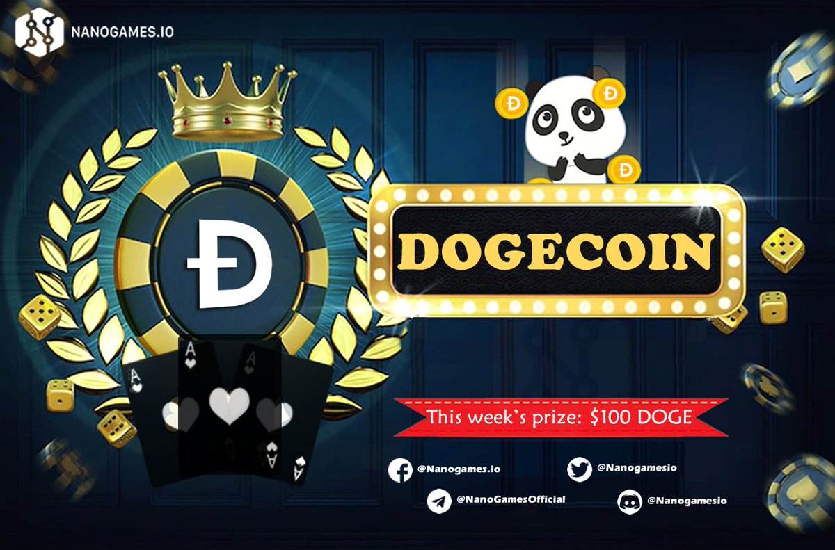 In Nanogames.io can win a shared prize of $100 in $Doge in just 48 hours 🤑
 
✔ Follow <a href="/nanogamesio/">NanoGames.io</a>
✔ Like + RT
✔ Tag 3 friends with the hashtags #Giveaway #Crypto #Dogecoin 

🏆4 winners (25$ each)
⌛Jun 4th @ 9PM EST
🚫Account min lvl 5
#Bitcoin #Binance #ETH