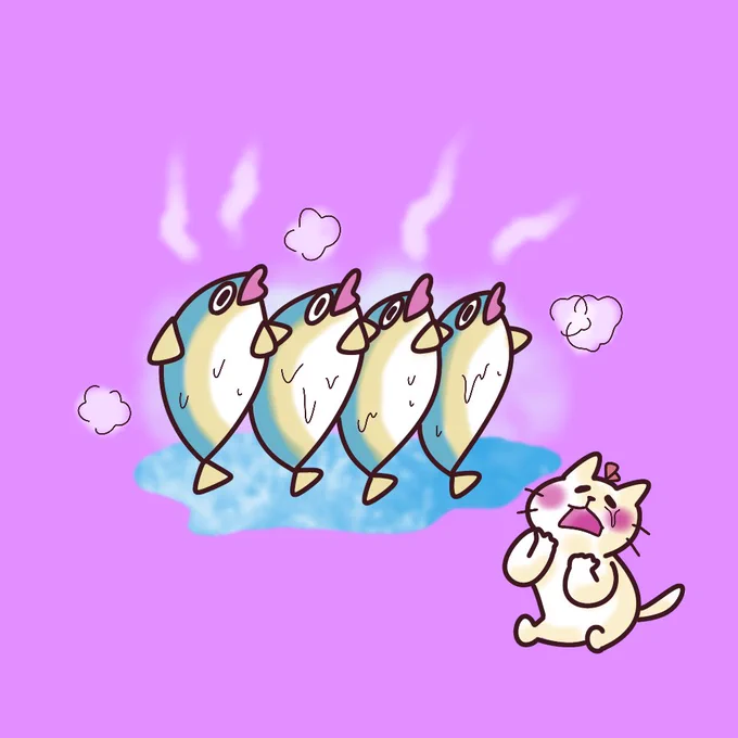 暖かく湿ったブリ前線! 線状降水ブリ帯!  「生臭い!!」  #イラスト