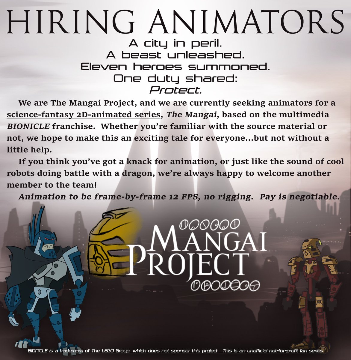 Hiring Animators for a 2D Animated series! Please message or email us at themangaiproject@gmail.com if interested! themangaiproject.com/hiring

#hiring #animators #hiringanimators