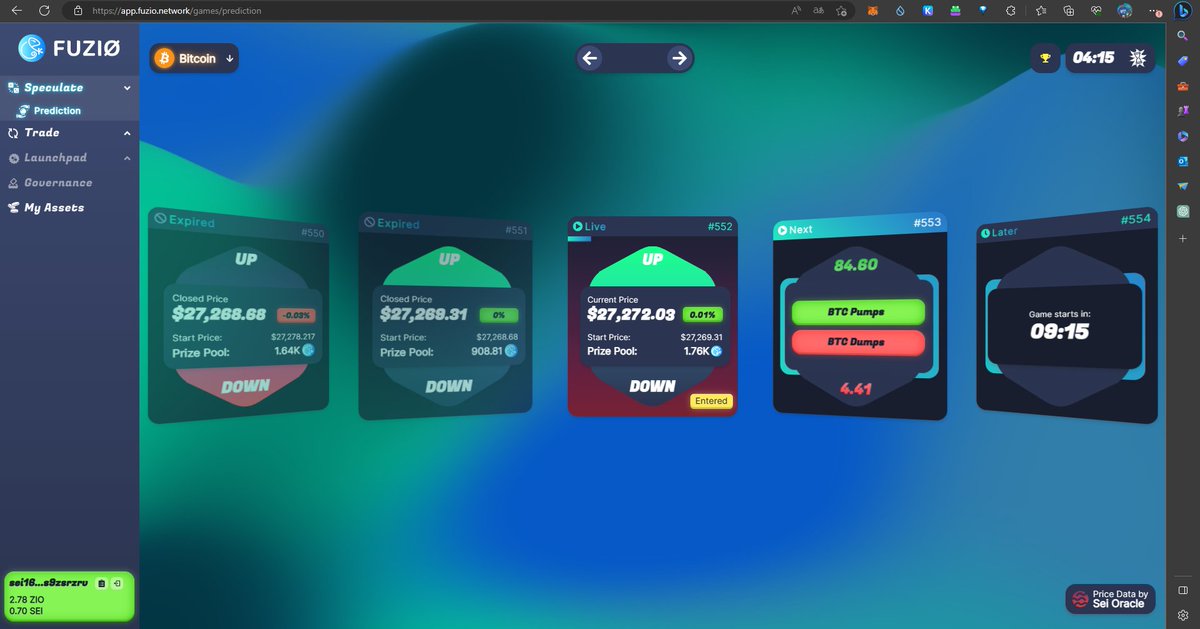 Andertechlife's tweet photo. Testing @FuzioNetwork a DEX in @SeiNetwork 
I had a good experience playing with it. Love the prediction feature too. 🚀 https://t.co/uZA4dzfndA