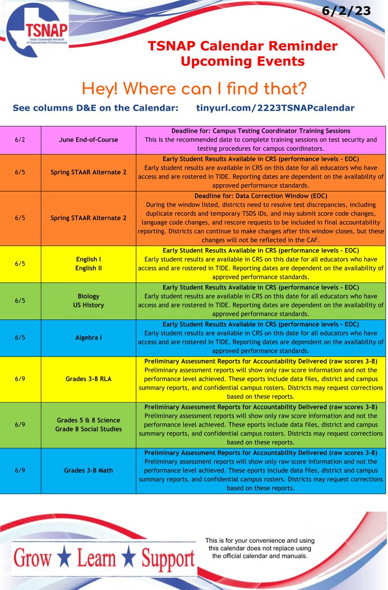 JamieHBarron's tweet photo. TSNAP Calendar Reminder 6/2/23
@tsnaptalk    #tsnap

*Here's the link to the full calendar: https://t.co/NuIOMSMQJl
Be sure to look at the "Hey! Where can I find THAT?" Column" for help with each event/activity. https://t.co/OSEM9B6obk
