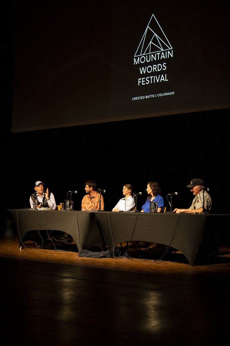 Panel on the “Future of Water in the West” at the Mountain Words Festival. Science, history, journalism, story telling & activism at the table. @SinjinCD @zak_podmore @hhansman & George Sibley.