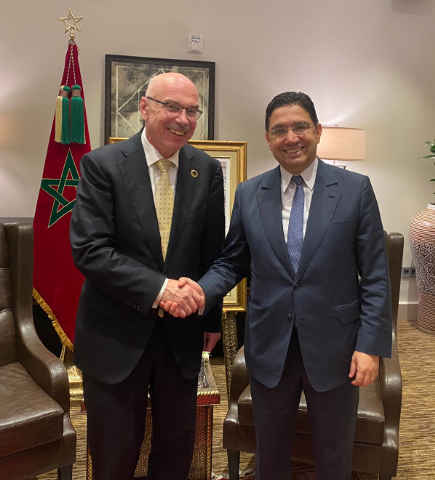UN_OCT's tweet photo. USG Voronkov thanked #Morroco Minister of Foreign Affairs, Minister Bourita for hosting the #MarrakechPlatform & supporting @UN_OCT and looks forward to sharing the outcomes of the platform at a joint #CTWeek side event in New York organized with #UNOCT #Rabat Programme Office https://t.co/dlaWDyGs3i