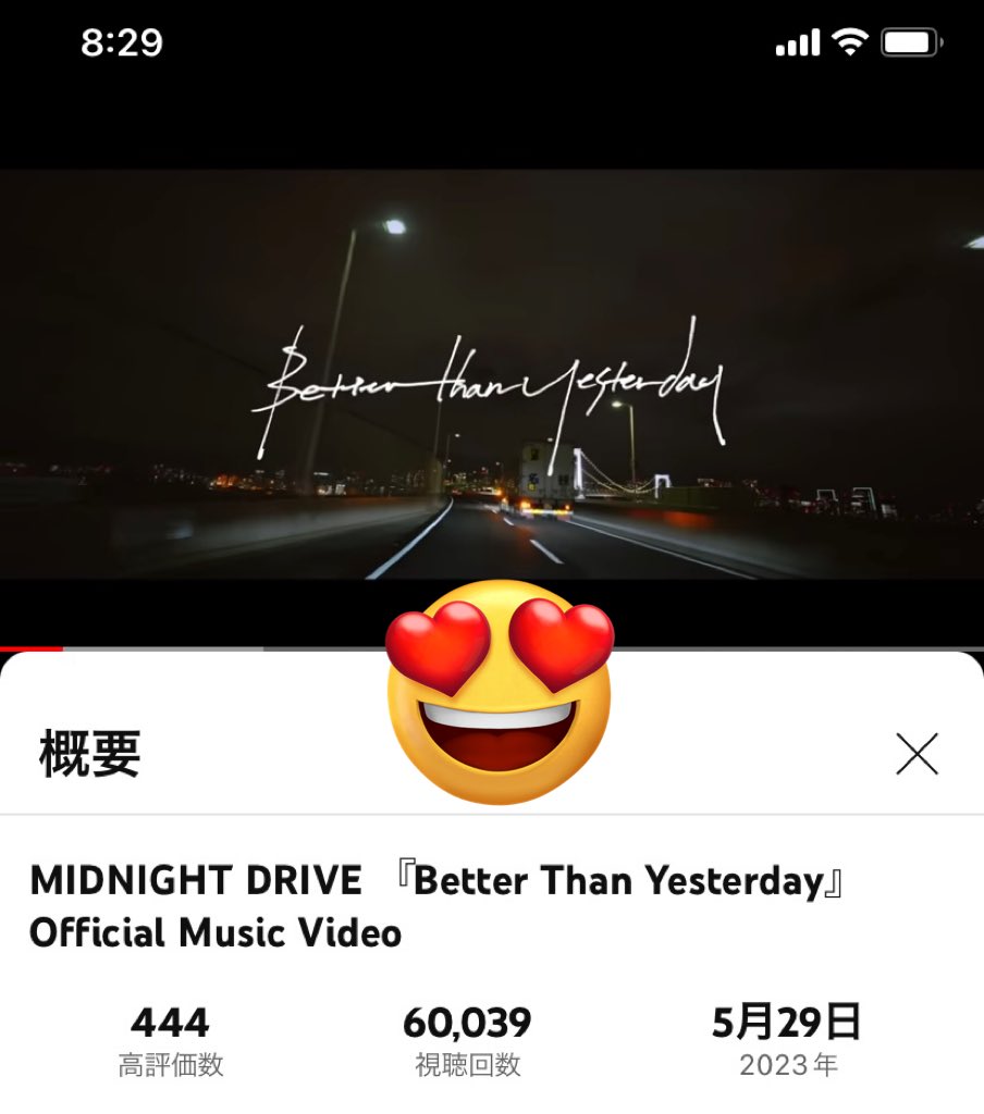 @Mcreator_ 
RUI♡やったね〜♪( ´▽｀)

#Betterthanyesterday
視聴回数6万回超え🔥🔥🔥

おめでとう😭💕💕
👏👏👏👏👏👏👏

私も 朝からずっと聴いて
癒されてます❤️😍

#MIDNIGHTDRIVE
ファイティン❣️❣️❣️
⭐︎あつこ