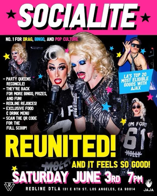 Come be a SOCIALITE on Saturday night &amp; celebrate Pride w/ me, <a href="/yeslorelei/">LØRELEI</a> <a href="/fatpinkbarbie/">🩷 ViVi Nicole Smith 🩷</a> (&amp; Scuzzy)! Bingo, Drag, &amp; Comedy only at <a href="/RedlineDtla/">Redline Dtla</a> - doors at 7, bingo at 7:30