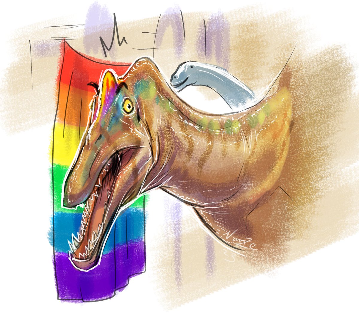 I wanted to draw that for some reason I dunno :D

#spino #spinosaurus #Pride #sketch