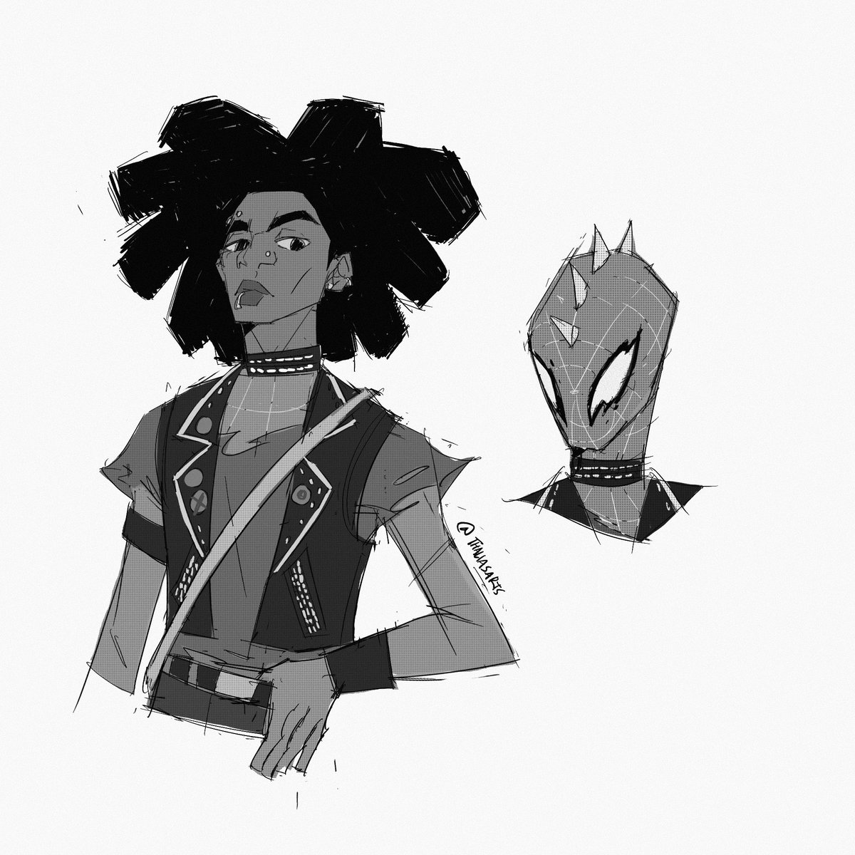 sketch of spider punk before i watch #SpiderManAcrossTheSpiderVerse again