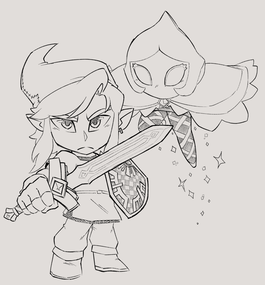 with all the zelda going around, it made me wanna draw my fave version of link and his mid-late game gear