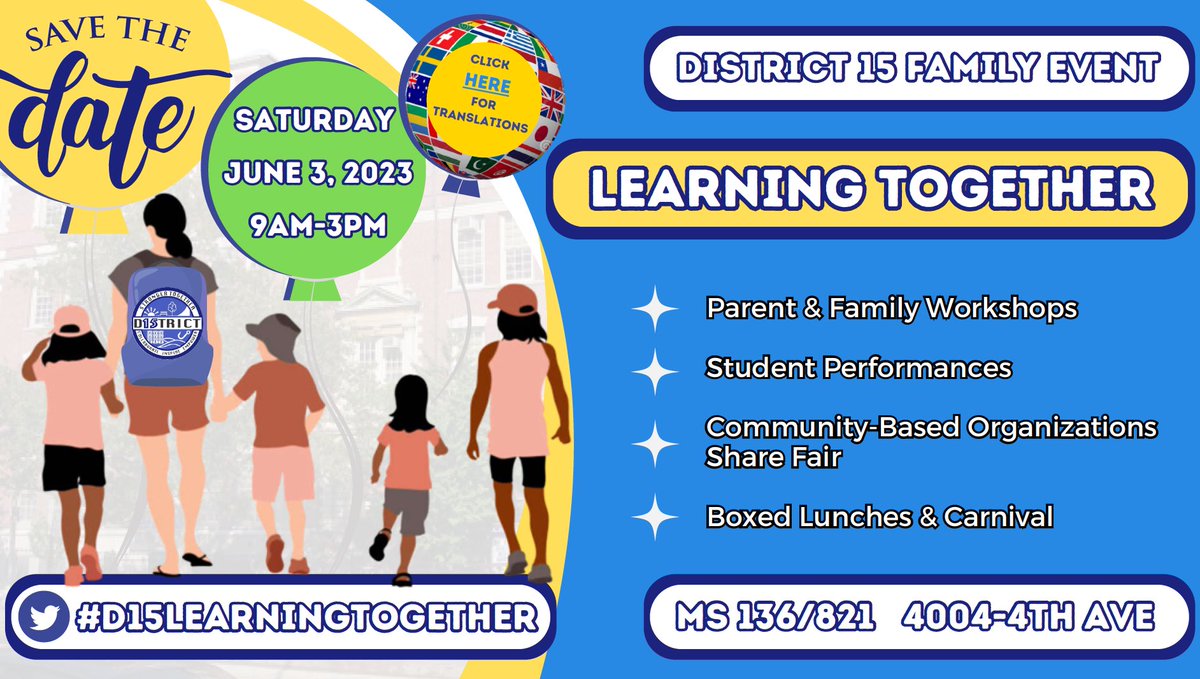District 15 Brooklyn (@nycdoed15) on Twitter photo Join us tomorrow in Sunset Park! Come anytime! Workshops in the morning and carnival in the afternoon! Free event for the entire community. <a href="/MS136DEWEY/">Charles O. Dewey</a> @NYCCouncil38 <a href="/Cyn518/">Cyn</a> <a href="/CECDistrict15/">CEC District 15</a> <a href="/ruxdanika/">Dr. Danika Rux</a> <a href="/DOEChancellor/">Chancellor Melissa Aviles-Ramos</a> <a href="/FACENYCDOE/">F.A.C.E.</a> #StrongerTogether Join us tomorrow in Sunset Park! Come anytime! Workshops in the morning and carnival in the afternoon! Free event for the entire community. <a href="/MS136DEWEY/">Charles O. Dewey</a> @NYCCouncil38 <a href="/Cyn518/">Cyn</a> <a href="/CECDistrict15/">CEC District 15</a> <a href="/ruxdanika/">Dr. Danika Rux</a> <a href="/DOEChancellor/">Chancellor Melissa Aviles-Ramos</a> <a href="/FACENYCDOE/">F.A.C.E.</a> #StrongerTogether