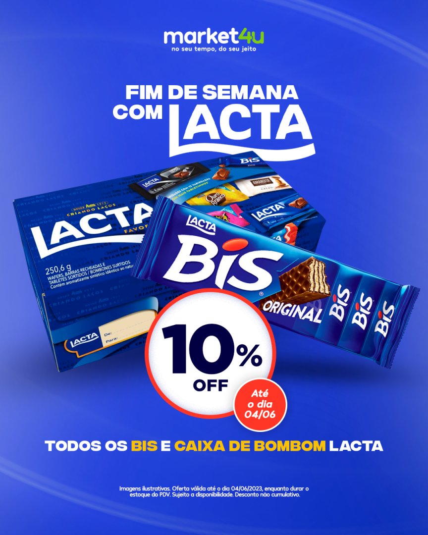 market4ues's tweet photo. 🍫 Delicie-se com os chocolates Lacta em promoção!

Uma explosão de sabores, perfeita para presentear ou compartilhar com quem você ama. ⤵

🛒 10% OFF em todos os BIS e CAIXA DE BOMBOM Lacta 🤩

Oferta válida até o dia 04/06/2023. https://t.co/rO1vfUzd4P