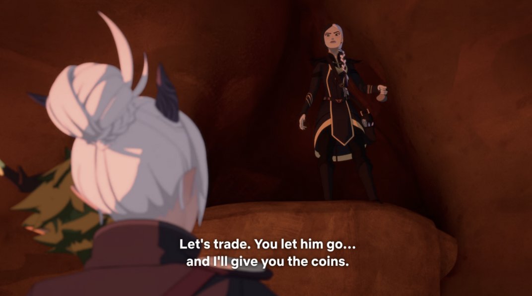 one of my favourite things about #thedragonprince is the theme of Exchange. not only in that it just provides good writing (choices having consequences) but the way it's so instrumental to the worldbuilding. for humans, dark magic is transactional. primal magic is a tribulation.