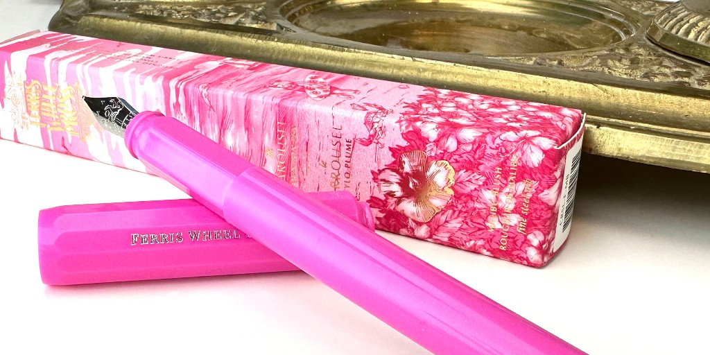 PenChalet's tweet photo. The Ferris Wheel Press Malibu Blush Carousel fountain pens are now shipping!💗 The lightweight design of this fountain pen, combined with tactility & nostalgia, will bring you a joyous writing experience: https://t.co/IkgZbVwnLp @FWPStationery #FWPCarousel #FountainPen #PinkPen https://t.co/vXrEHORb6L