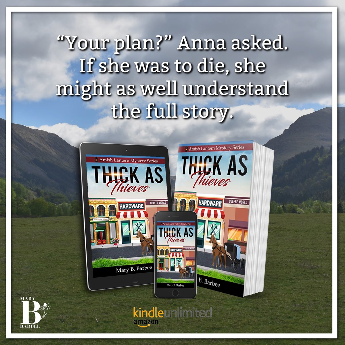MaryBBarbee's tweet photo. Thick as Thieves - Amish Lantern Mystery Series, 1
Available in #KU 
https://t.co/3B61xqTqsq

#cozymystery #Amishmystery #readersgonnaread #booksbooksbooks  #booklover #bookworm #bookobsessed #bookaddiction #bookish #TBR #5StarRead #reading #readingcommunity #bookcommunity #books https://t.co/BtB9fLZtv6