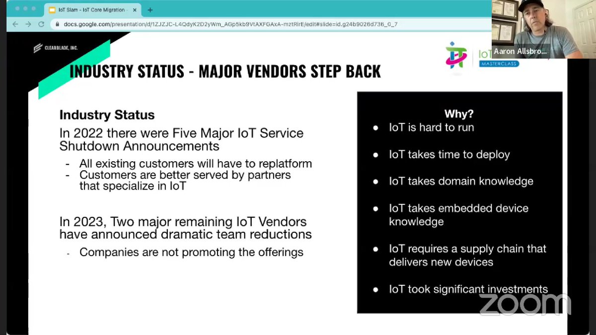 IoTchannel's tweet photo. Missed @ClearBlade #IoTMasterClass – The Dirty Details of IoT Core Migration – presented by CTO @AAllsbrook. Here is another chance to relive this cutting edge presentation as the industry counts down the days to the IoT Core Migration.
https://t.co/ch0THIYhlc
#IoTCommunity#IoT https://t.co/KlbraO5lVy