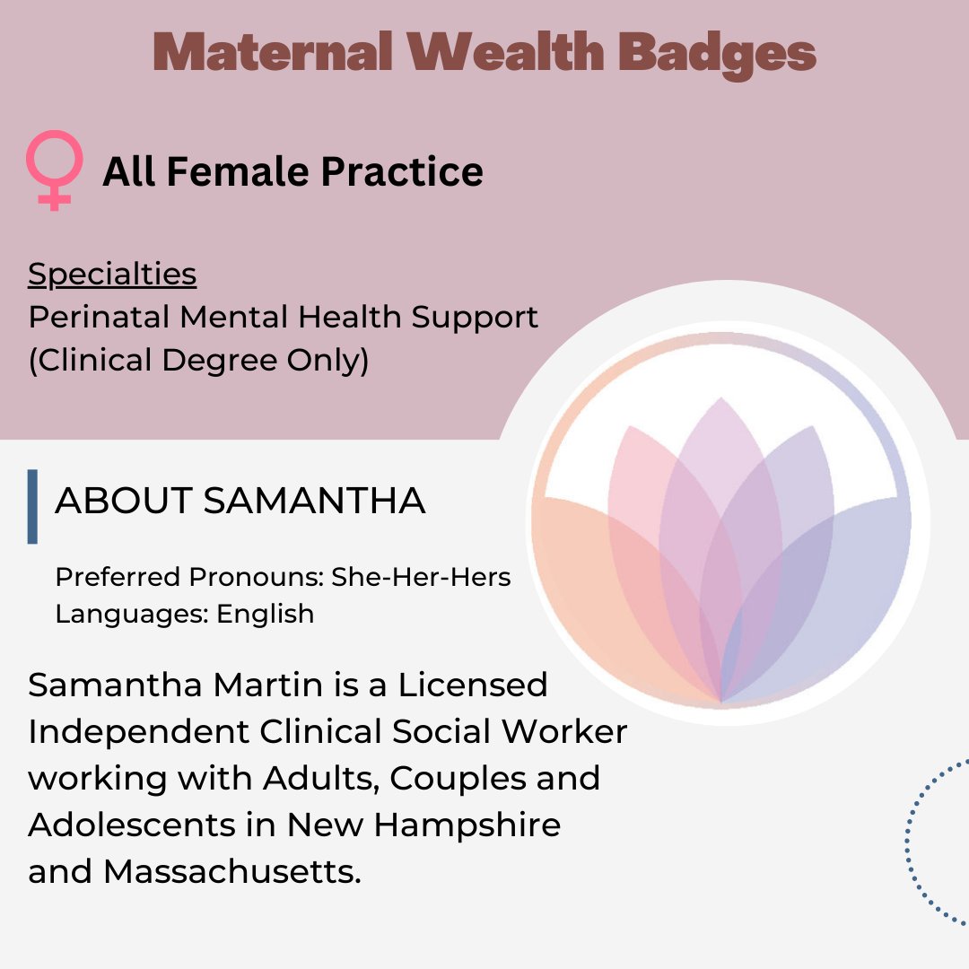 maternalwealth1's tweet photo. For this week’s Featured Provider Series we are highlighting Samantha Martin, the Perinatal Mental Health Support provider who is the owner of https://t.co/WKb9x1DR6c!

#maternalwealth #maternalhealth #perinatalmentalhealth https://t.co/QyK0ff2yKg