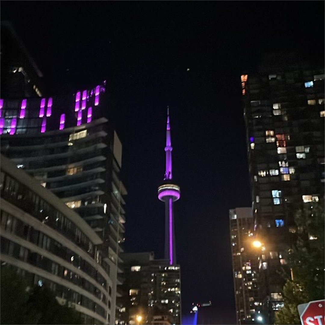 ALSCanada's tweet photo. To mark #LouGehrigDay and the start of #ALSAwarenessMonth in Canada, the @CNTower will be lit in purple this evening! You'll be able to see it as the sky darkens after sunset in Toronto. Can't visit in person? View the CN Tower webcam by visiting: https://t.co/T1G7JzLUAd. https://t.co/ZzcBbdgCjO