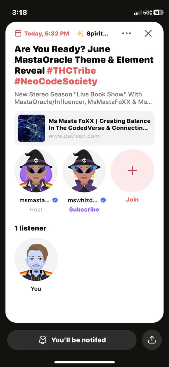 Hey everyone can join us on stereo you can talk with us live !! It’s an amazing and unique experience everytime !! you won’t regret or forget!!! 
Today @ (ET) 6:32pm (PT) 3:32pm 
@msmastafoxx @mswhizdom @TeamMsMastaFoXX #stereo