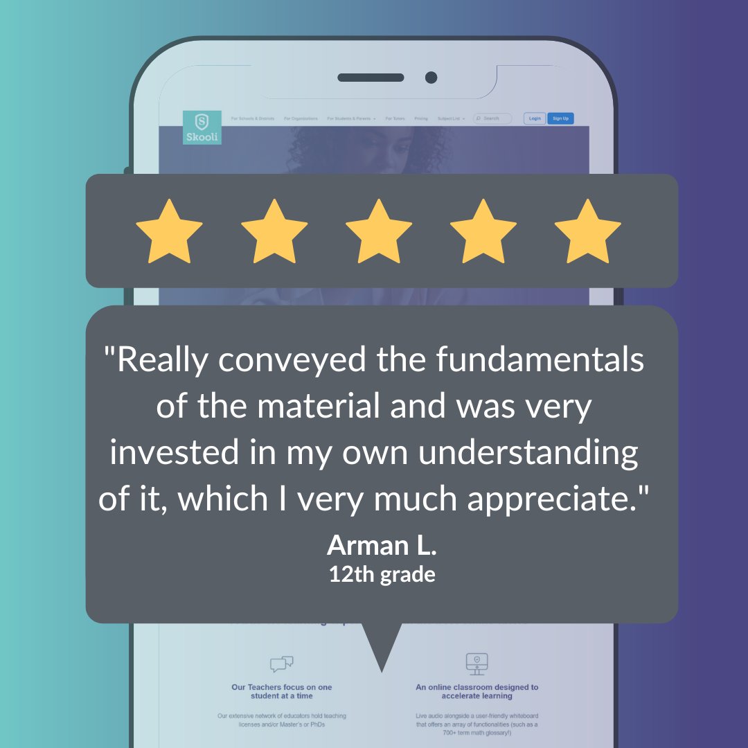 What happens when you invest in students? They know it, and they respond.

Let #Skooli's online 1:1 academic support with professional tutors across 122+ subjects help show your students the investment your district is making in them. #onlinetutoring