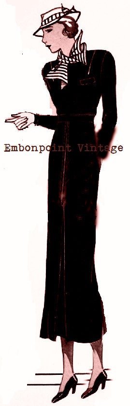 Plus Size (or any size) Vintage 1934 Dress Sewing Pattern - PDF - Pattern No 54 Etta 1930s 30s Patterns Instant Download tuppu.net/ce474db7 #EmbonpointVintage #Etsy #plussizevintage #Pattern