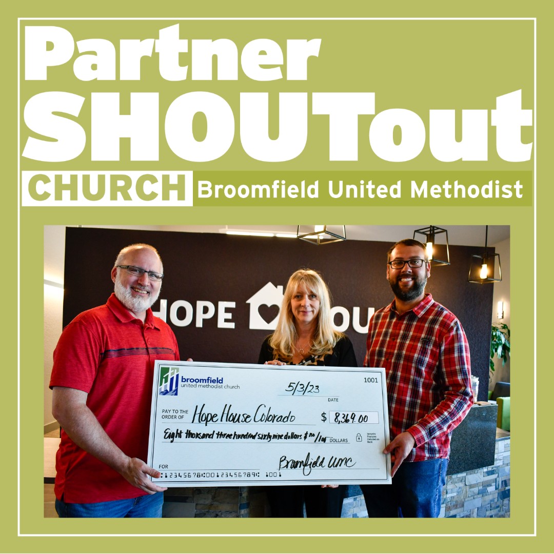This month, we are highlighting <a href="/BroomfieldUMC/">BroomfieldUMC</a> who has been supporting Hope House for the past 17 years! Most recently, they gave a donation for our new Early Learning Center and current needs at our Resource Center. Thank you! #churchpartner #empoweringteenmoms