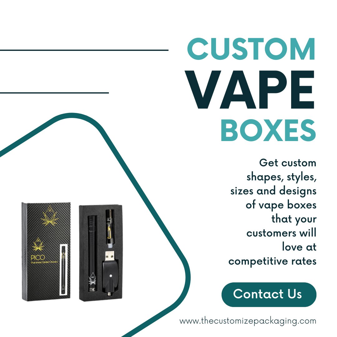 customizepack's tweet photo. 𝗖𝗨𝗦𝗧𝗢𝗠 𝗩𝗔𝗣𝗘 𝗕𝗢𝗫𝗘𝗦
If you want your vape accessories to be famous amongst people then your packaging must have the attraction to enhance the product charm. We provide our customers the best-manufactured custom boxes printed as per their demands. https://t.co/xabpcnEP99