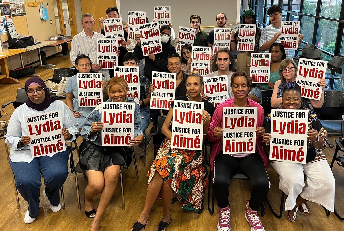 fairwagesnow's tweet photo. ✊🏿 JUSTICE for LYDIA!
✊🏿 JUSTICE for AIMÉ!
✊🏿 No reckoning and reimagining without truth and accountability. 
#Congressh #YorkU #CUPEON23
Learn more:
https://t.co/86oeUXGKKo
#BlackLivesMatter
#BlackStudentsMatter
#BlackFacultyMatter
#BlackWorkersMatter
#Justice4Workers https://t.co/7P9rILpBGq