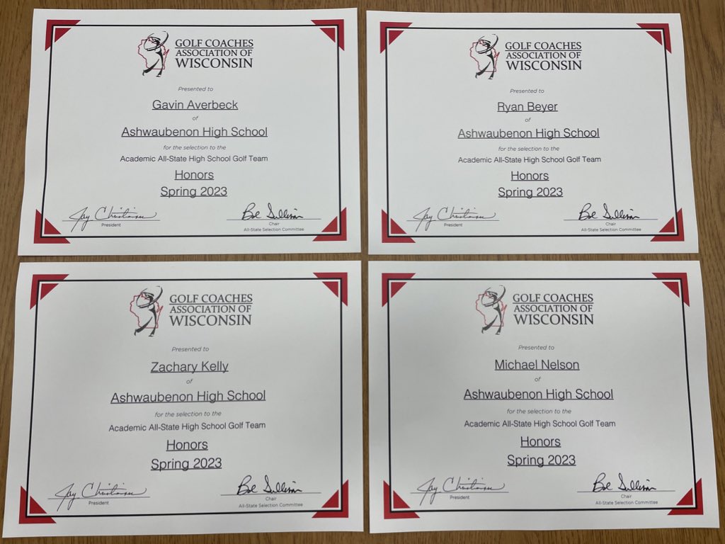 Jaguars Boys Golf (@ashjaguar_golf) on Twitter photo Congratulations to <a href="/Ryan79266187/">Ryan Beyer</a> , <a href="/gaverbeck15/">Gavin Averbeck</a> , <a href="/zachnkelly/">Zach Kelly</a> and Michael Nelson on being named to the 2023 Golf Coaches Association of Wisconsin Academic All-State team! Great work in the classroom. Congratulations to <a href="/Ryan79266187/">Ryan Beyer</a> , <a href="/gaverbeck15/">Gavin Averbeck</a> , <a href="/zachnkelly/">Zach Kelly</a> and Michael Nelson on being named to the 2023 Golf Coaches Association of Wisconsin Academic All-State team! Great work in the classroom.