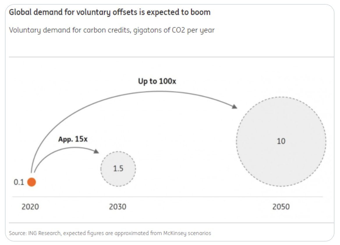 Did you know the demand for carbon credits/offsets in the voluntary carbon markets is expected to 15x over this decade? 👀