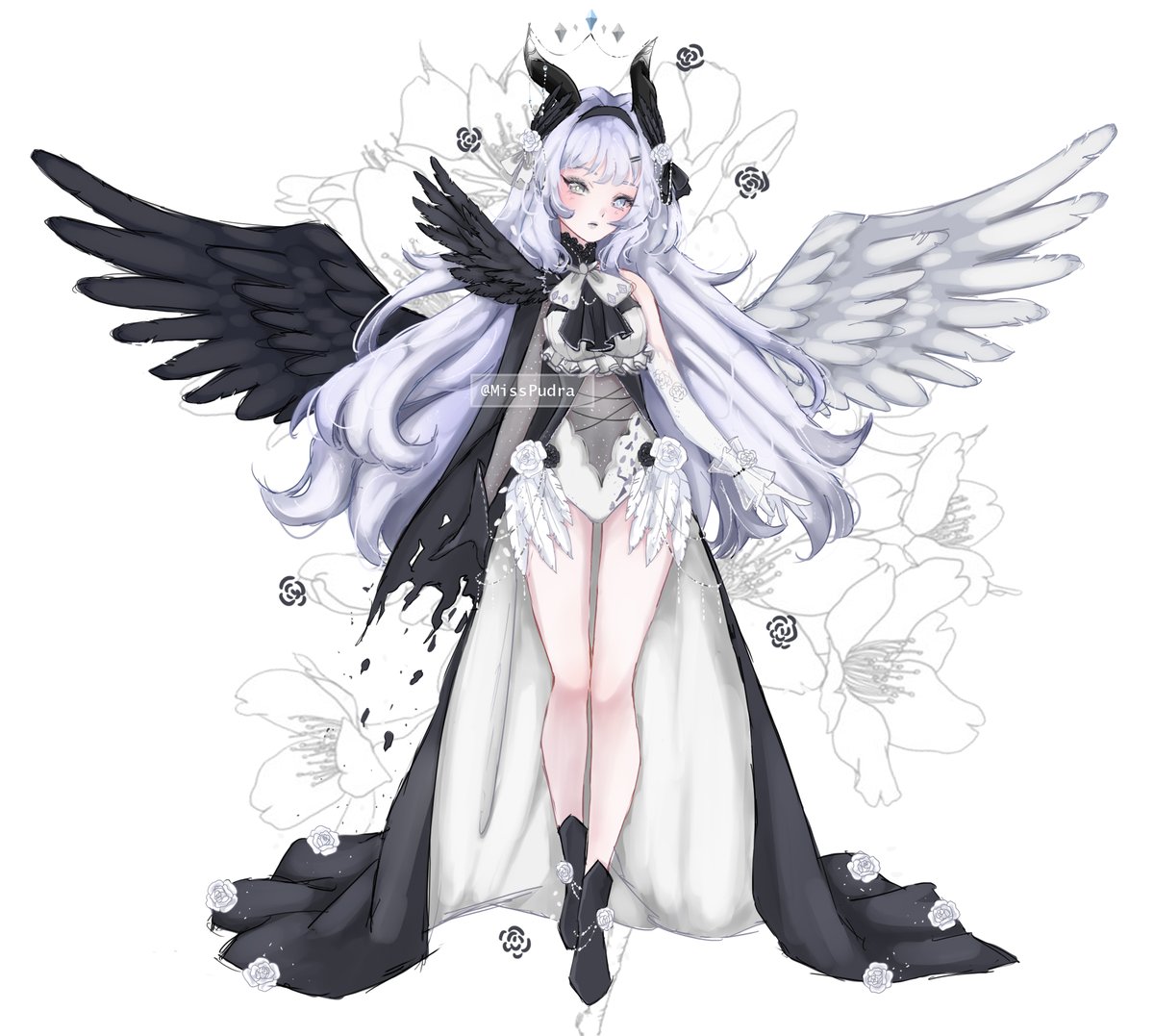 Miss_Pudra's tweet image. Custom Adoptable for @/luneflowyr  🤍🖤📷 

Angel and Devil theme, thank you so much for giving me the opportunity to do this. I loved her so much, I hope you like too✨  

#customadoptable #adoptable