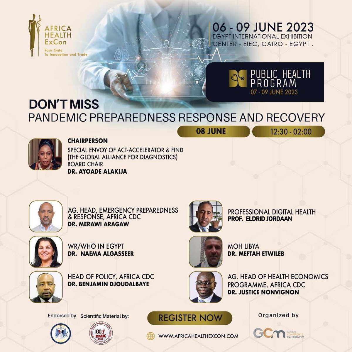 eldridjordaan's tweet photo. So excited to address Africa’s largest Health Conference in Cairo,Egypt.
Africa Health ExCon!
Pandemic Preparedness Response & Recovery! #Suppple https://t.co/L5pQmQTgOF