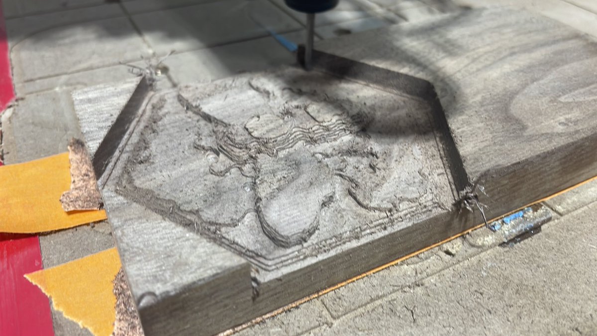 JMCrafters's tweet image. I got through my roughing pass and somehow managed to screw up the detail pass!! Time to restart and try to figure out where I failed. #foxalien #CNC #Hobbymachine #smallbusiness #cncbusiness #Lawrencebusiness