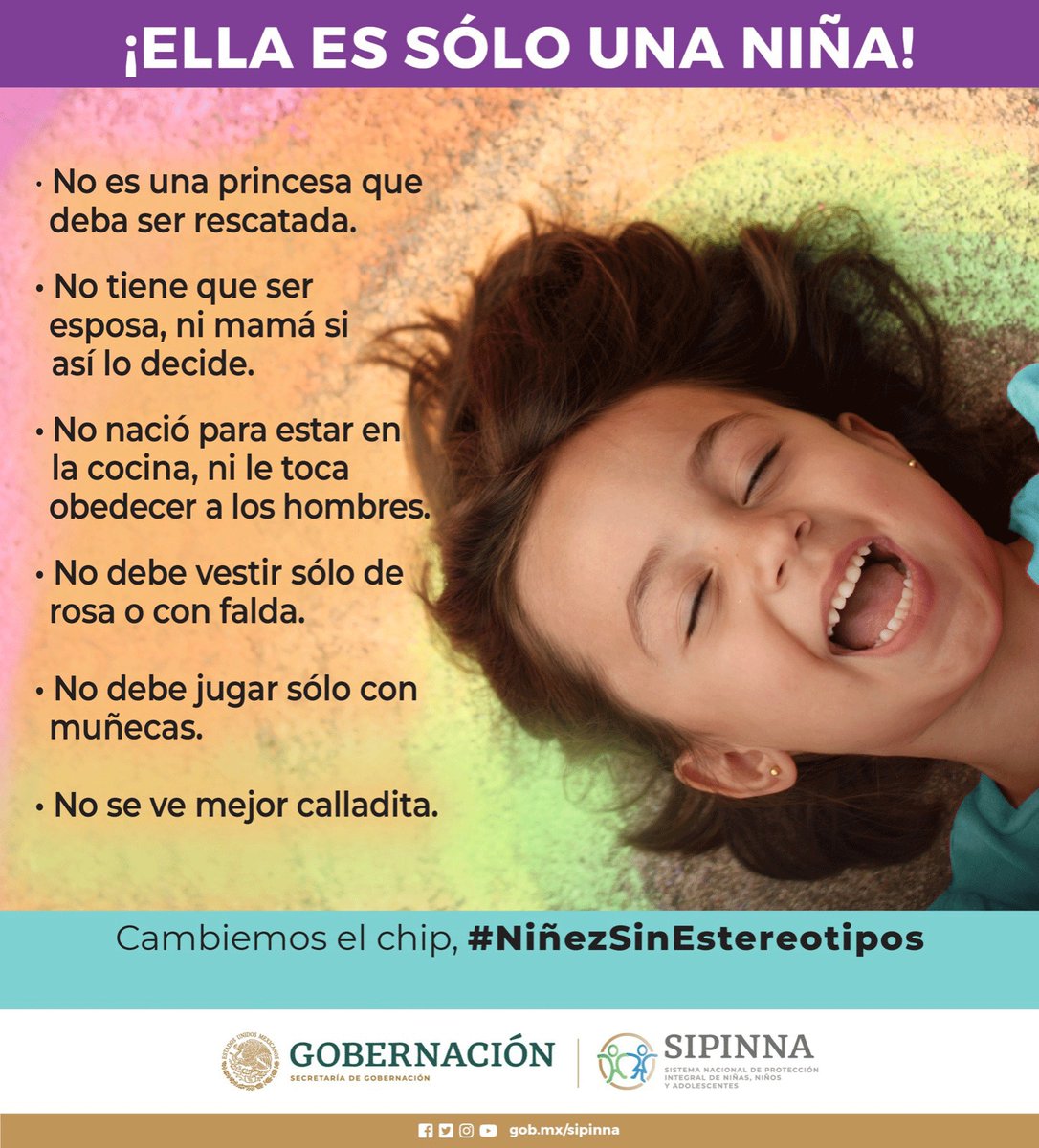 SIPINNA_MX's tweet photo. ¡Déjales fluir en su infancia!

Cambiemos el chip.

#NIñezSinEstereotipos https://t.co/KHW70dwYli