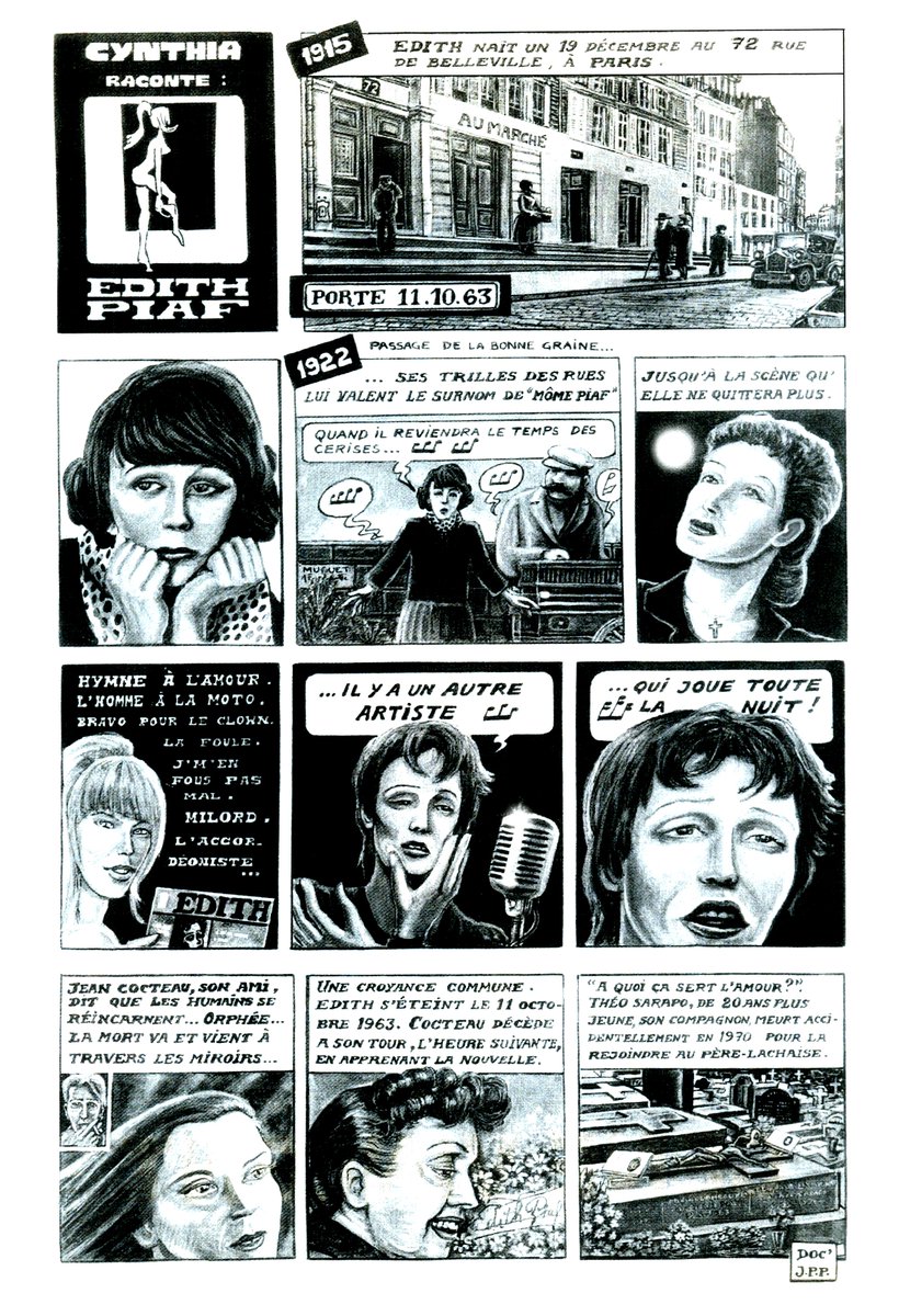 BD EDITH PIAF publiée dans JUKEBOX MAGAZINE N°126 (mars 1998) Série CYNTHIA ROCK N°29.