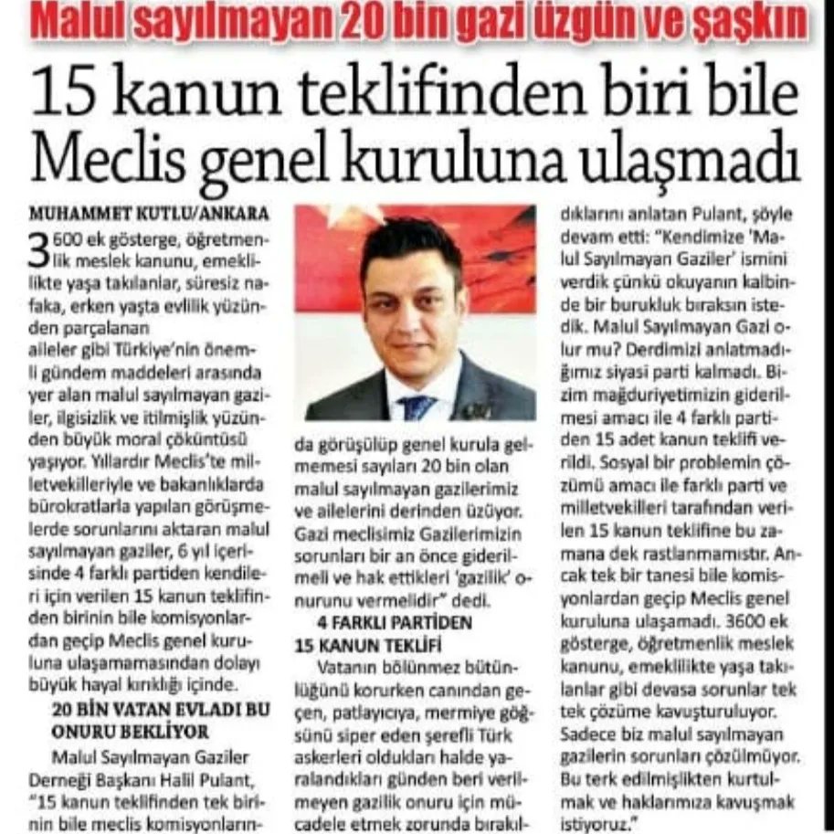 HalilPulant's tweet photo. Bugün TBMM'de yapılan milletvekili yemin törenleri ile Gazi meclis yeni yasama döneme fiilen merhaba dedi. 

Elbette ki çözüme kavuşması gereken bir çok mesele var. Bu meselelerin en önemlilerinden birisi Malul Sayılmayan Gazilerin durumudur.

+++

@dbdevletbahceli @erkanakcay45 https://t.co/wZ0kqgNSfR