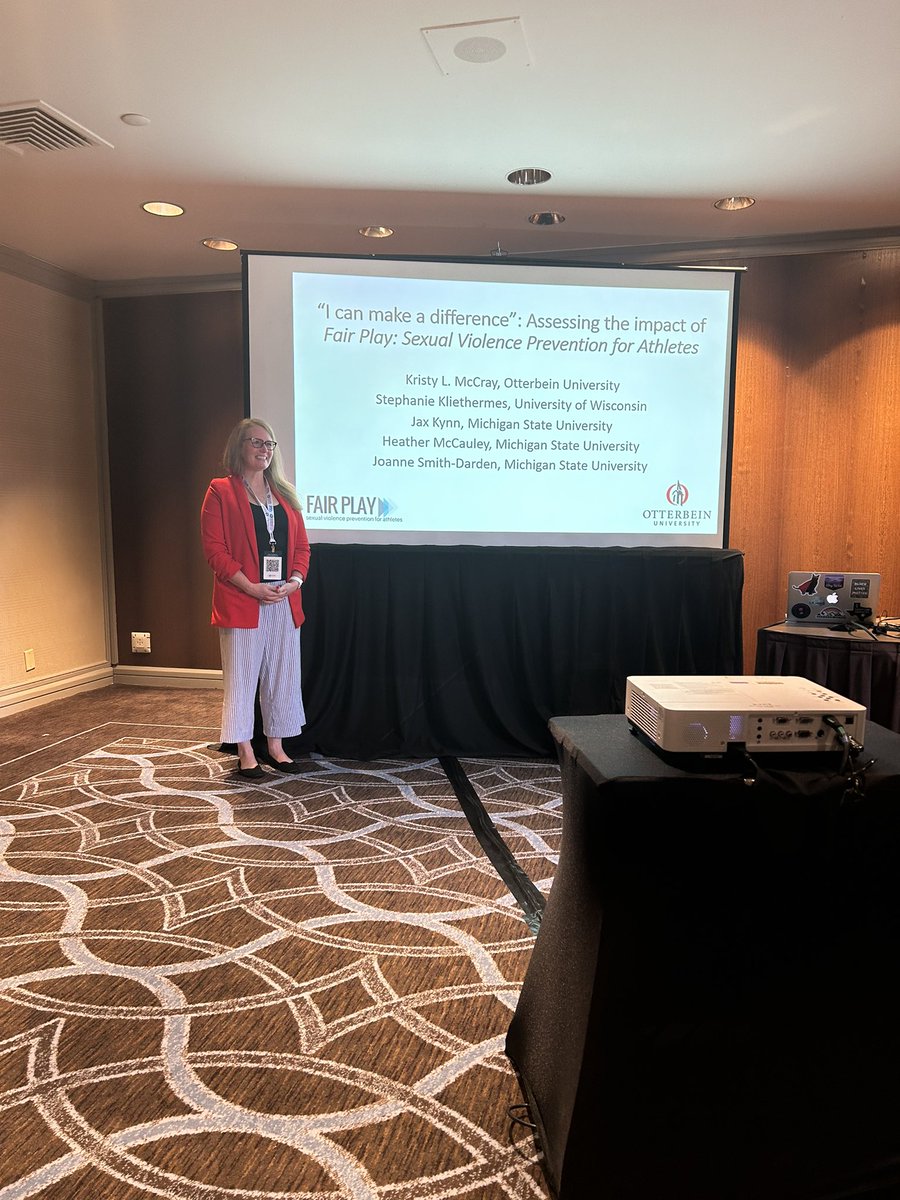 NestExchangeX's tweet photo. Outstanding presentation by @KristyMcCray on the impact and effectiveness of Fair Play, a violence prevention program for athletes. #NASSM2023 https://t.co/T0DVH9WrxD