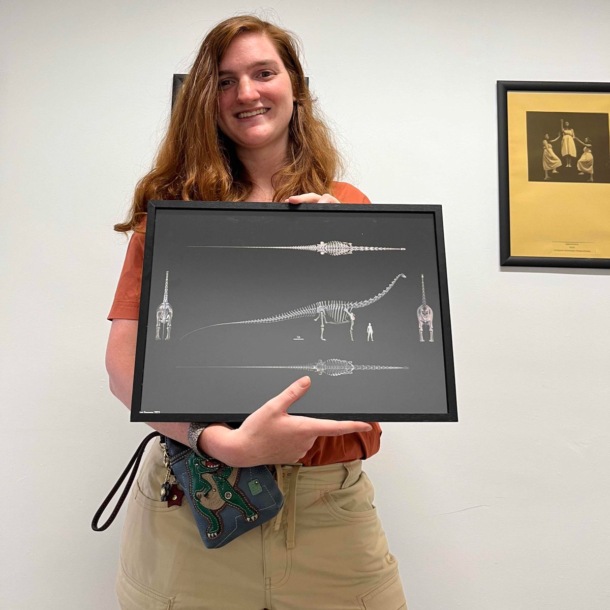 Tessasaurus_rex's tweet image. Having so much fun at @ProgPal2023 !!! I won this beautiful Diplodocus artwork during the auction by @Sketchy_raptor !!