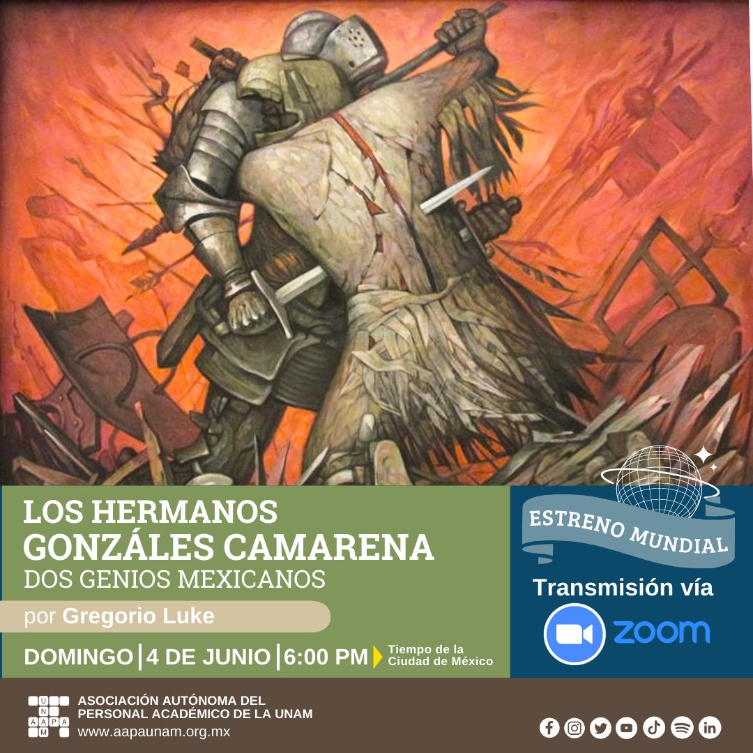 AAPAUNAMOficial's tweet photo. ¡Nos vemos este domingo! 🤩
El Mtro. Gregorio Luke nos sorprenderá con esta conferencia sobre los hermanos González Camarena 
https://t.co/D3JnwDgWXA
Meeting ID: 830 9855 7214
Passcode: 159505

#SomosAAPAUNAM #UNAM #GregorioLuke https://t.co/K2koOsAbYb