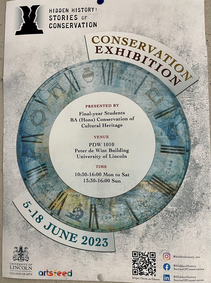 Visiting the Conservation Graduate Exhibition tonight <a href="/UoLConservation/">Conservation at University of Lincoln</a> Our student placement Harry discussed his treatment of Staffordshire dog - very impressive. Anyone in Lincoln over next 2 weeks - drop in! #conservation #Lincoln #HiddenHistory