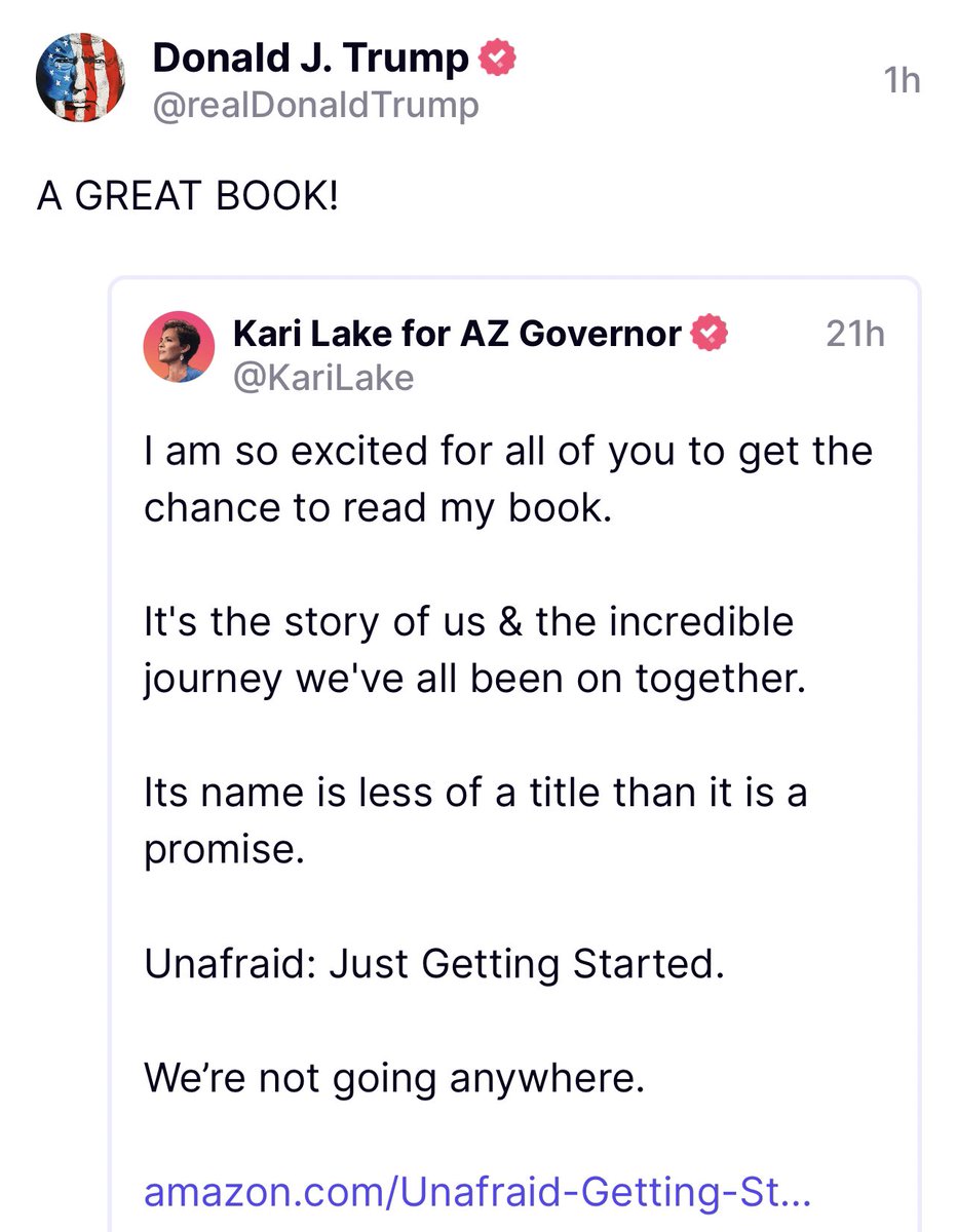 KariLake's tweet image. Thank you President Trump. 
Thank you for writing the foreword. 
We the people love and appreciate you.

amzn.to/3qnOSTs